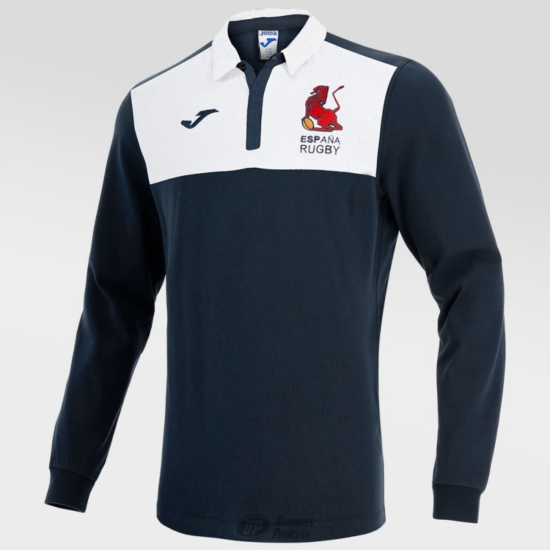 SPAIN RUGBY SUPPORTER POLYCOTTON POLO LS NAVY/WHITE
