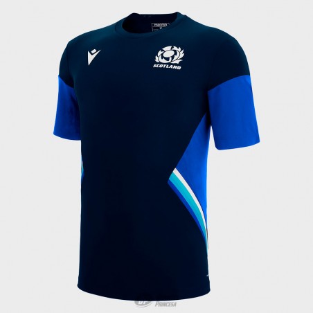 SCOTLAND RUGBY PLAYER TRAVEL COTTONPOLY TEE SS SR NAVY/ROYAL