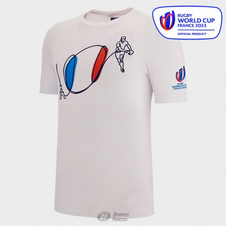 MACRON RUGBY WORLD CUP T-SHIRT FLAG BALL WHITE SR