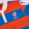 RUGBY WORLD CUP COTTON RUGBY POLO SR WIDE STRIPES ROYAL/ORANGE.