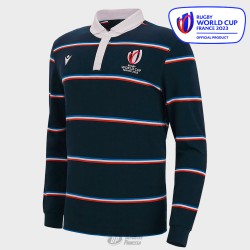 MACRON RUGBY WORLD CUP COTTON RUGBY POLO SR STRIPES NAVY.