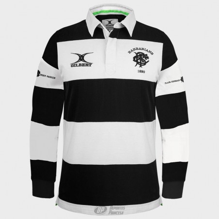 Polo de rugby BARBARIANS HERITAGE LS RUGBY POLO BLACK/WHITE