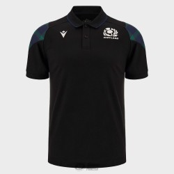 SCOTLAND TRAVEL M-24 TRAVEL 6NT RUGBY FIT POLY POLO BLK-TART SR