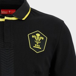 WALES RUGBY COTTON RUGBY POLO SR BLACK/YELLOW