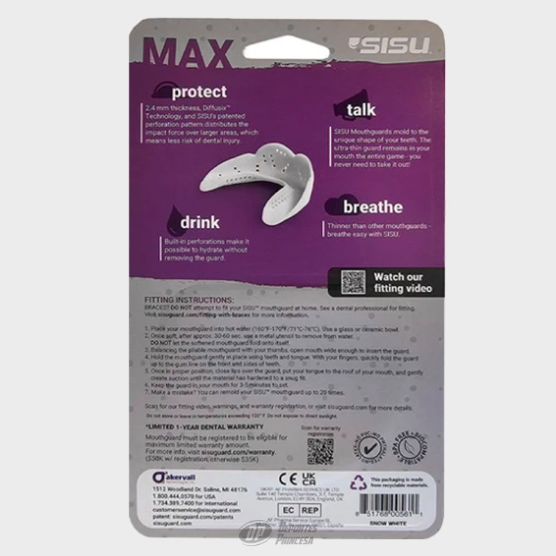 SISU MAX CUSTOM FIT MOUTHGUARD SR WHITE