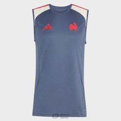 MENS FRANCE RUGBY SINGLET PERFORMANCE TEE BLUE