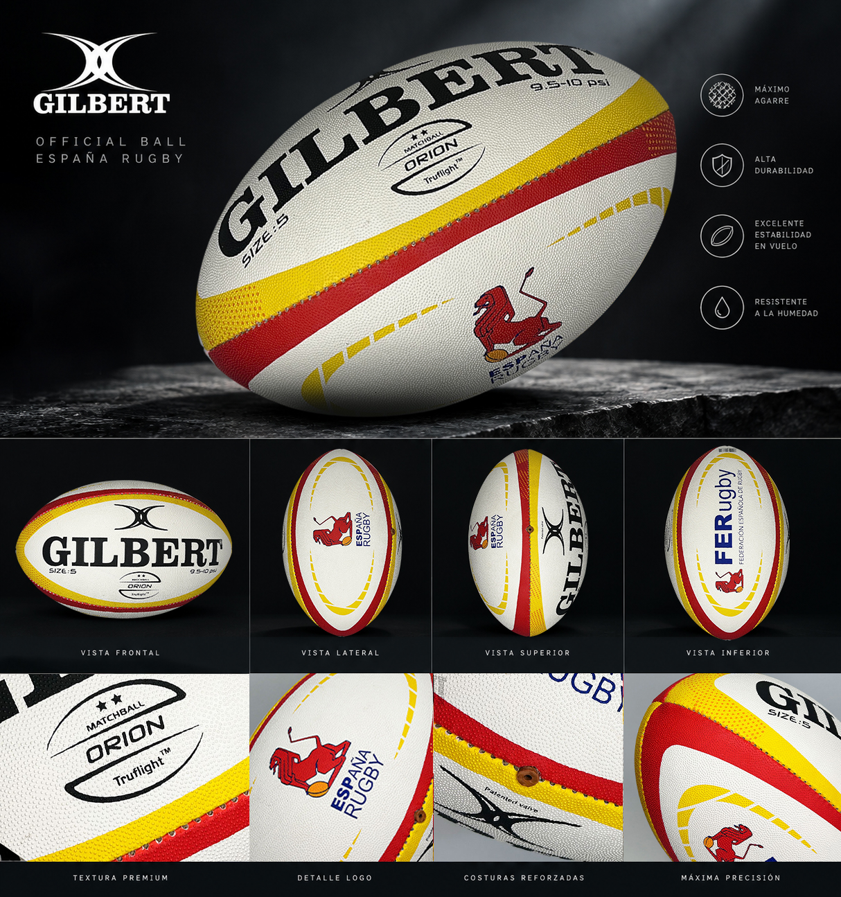 Gilbert rugby ball Orión size 5 Match Ball DH Spain Rugby © 2026 DEPORTES PRINCESA. Todos los derechos reservados.